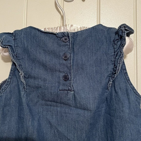 OshKosh B'Gosh Baby Girls' 5T Embroidered Chambray Ruffle Short Sleeve Top Blue - Picture 4 of 7